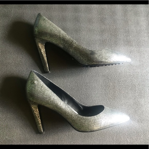 Diesel D-Mabell Metallic Pointed Toe Heels Size 40 - Picture 5 of 7